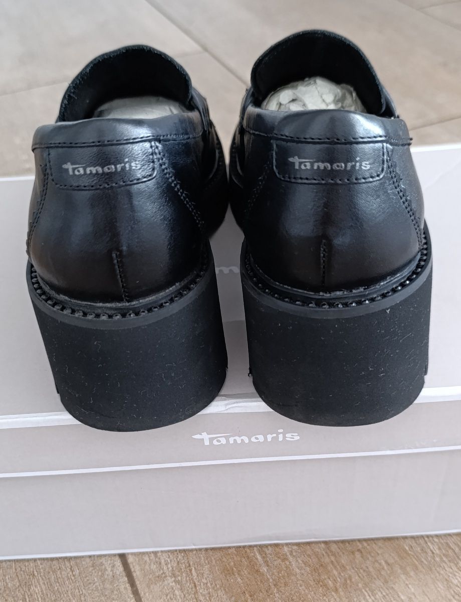 Дамски кожени обувки Tamaris Comfort Lining черни