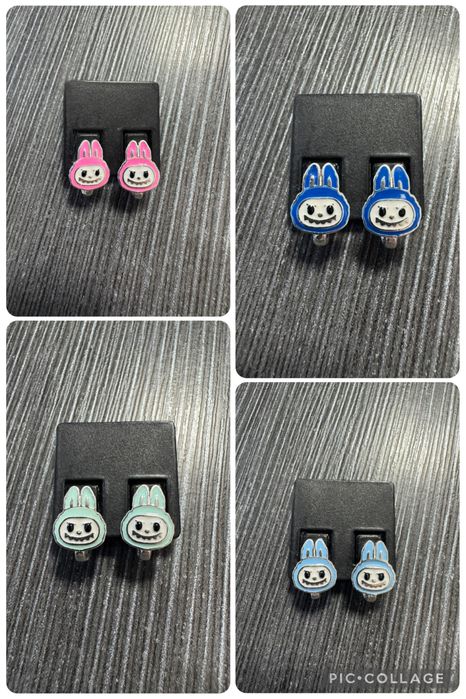 Сребърни  детски обици Labubu