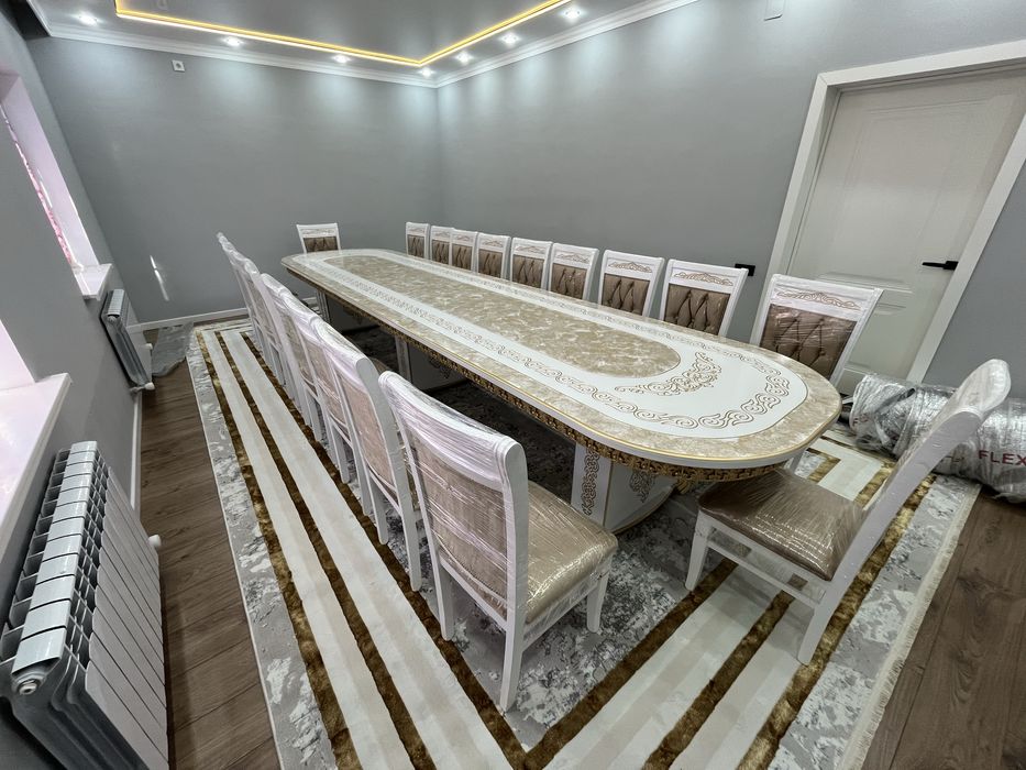 4 м мдф крашеный стол 18 шт Люкс Версачи стул Алматы Рассрочка Цена