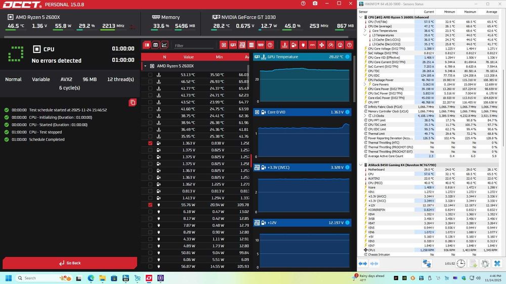 CPU: AMD Ryzen 5 2600X + Stock Cooler