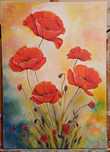 Tablou unicat cu maci "Vibratia verii " 50x70 cm