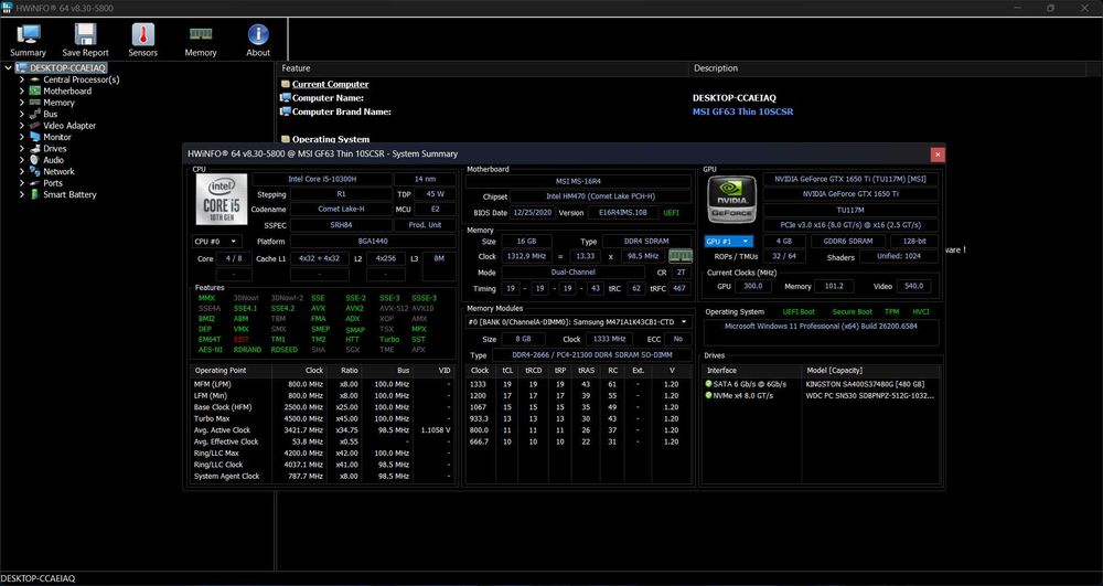 Laptop Gaming MSI GF63 Thin 10SCSR