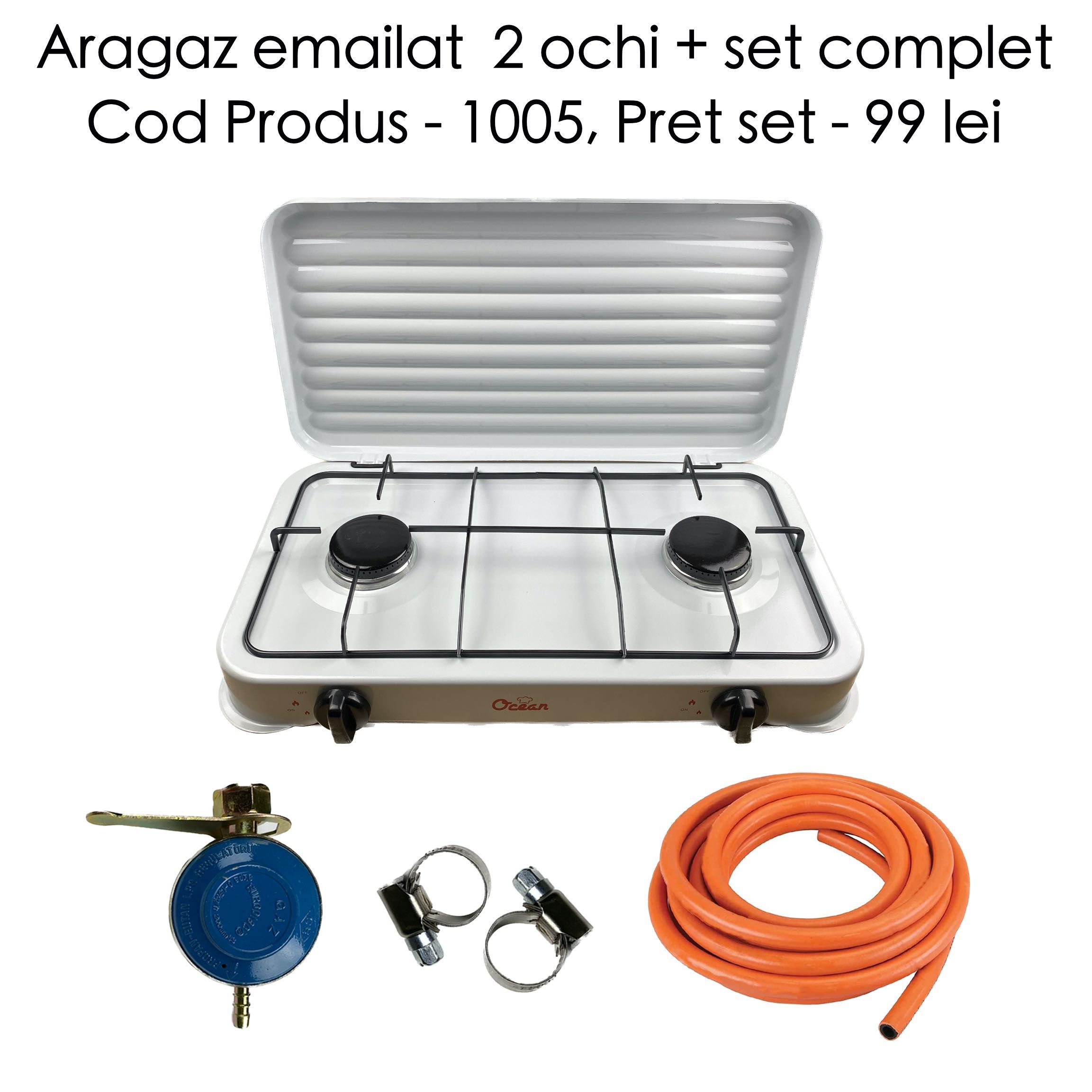 Aragaze de sticla securizata/metal/emailat cu 1/2/3 ochi cu set