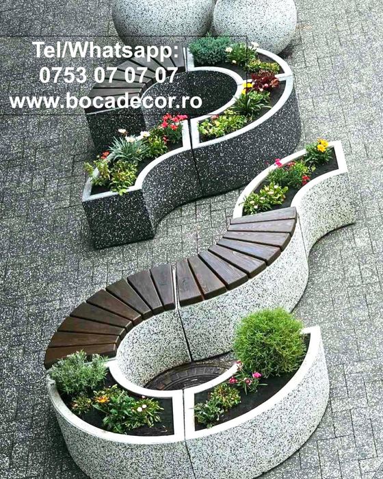 Jardiniere vaze ghiveci din mozaic piatra, prefabricate din beton