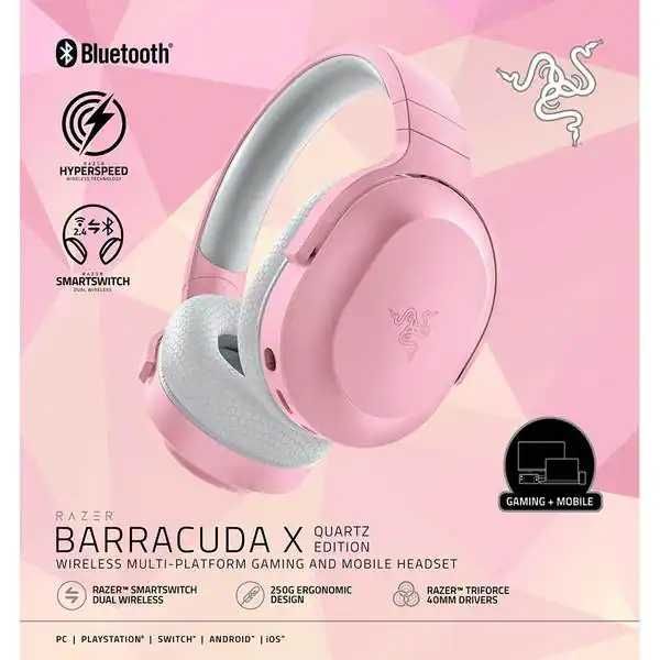 Casti Gaming Wireless RAZER Barracuda X 2022 USB Bluetooth Roz Pink