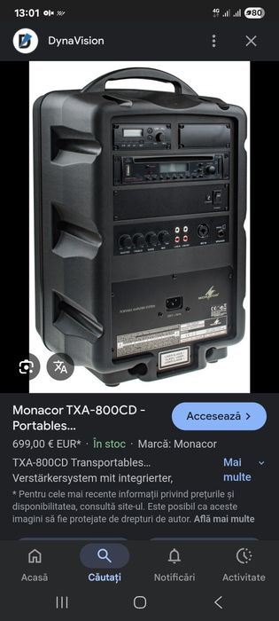 Boxa Activa portabilă Monacor TXA-800 CD