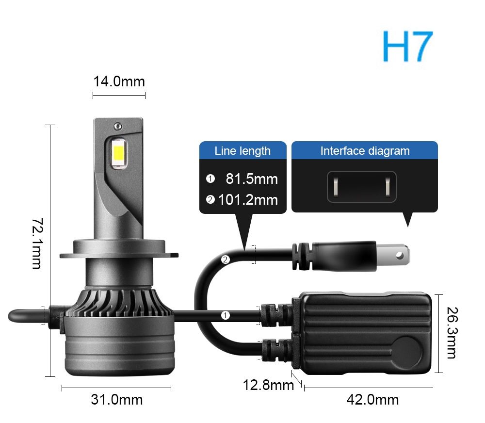 LED Крушки за Кола H4 H7 H1 50W, 6000K, CSP Чипове