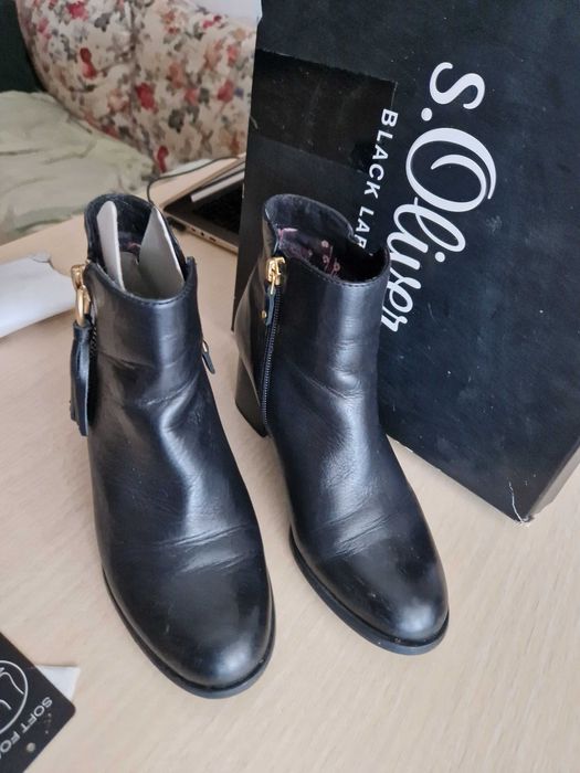 Botine  dama negre  din piele naturala  S”Oliver - Mas.36