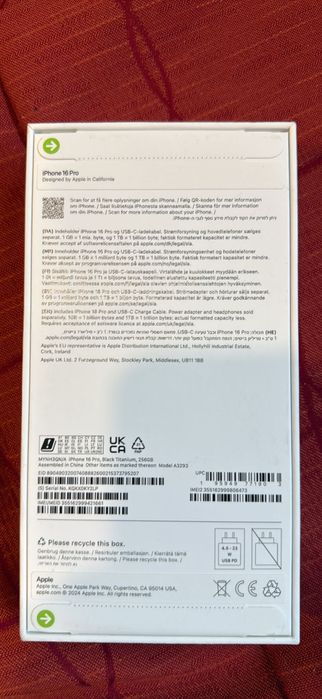 iPhone 16 pro 256 gb black titanium запечатан