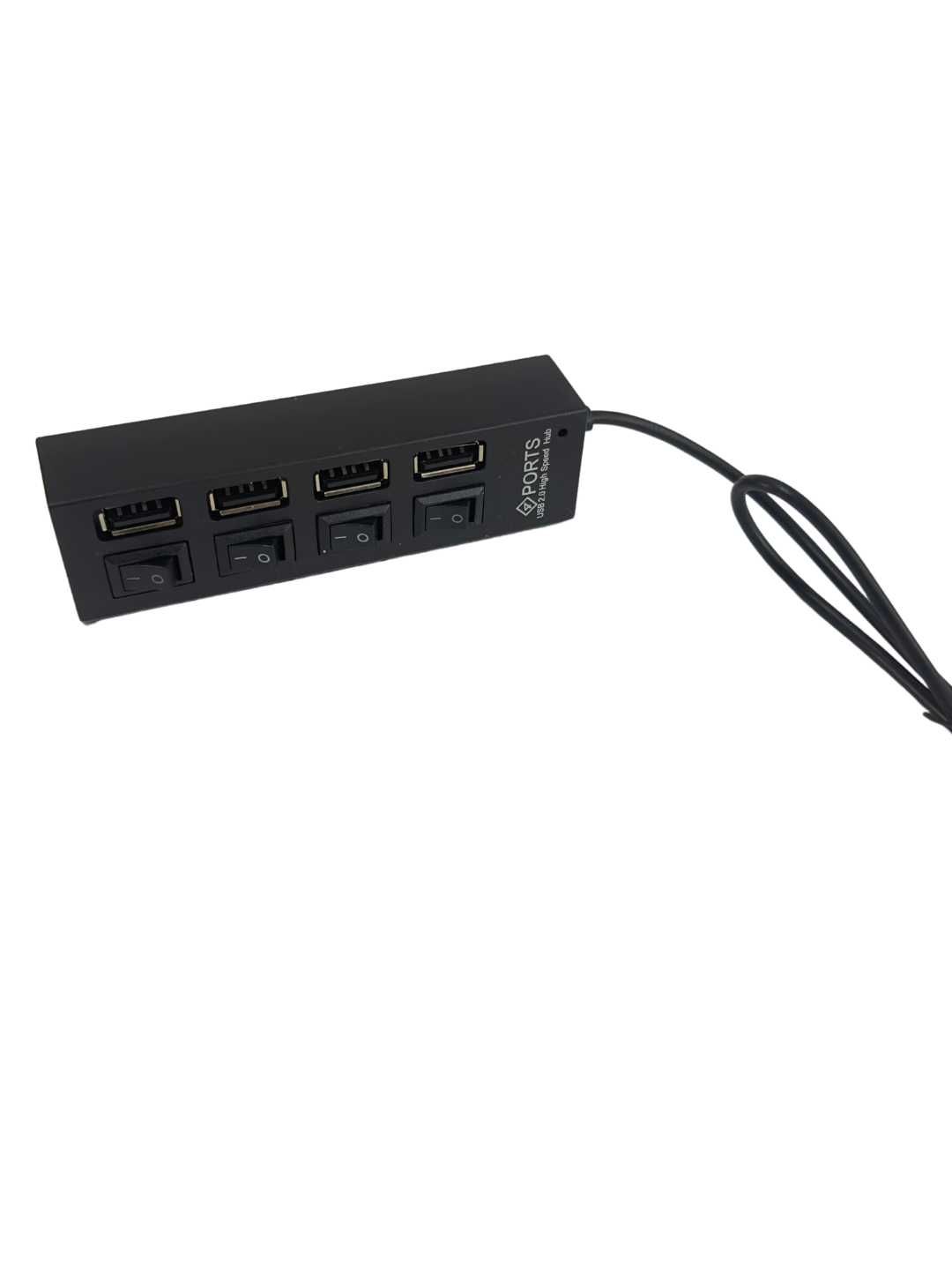 Разветвитель USB хаб черный, 4 порта