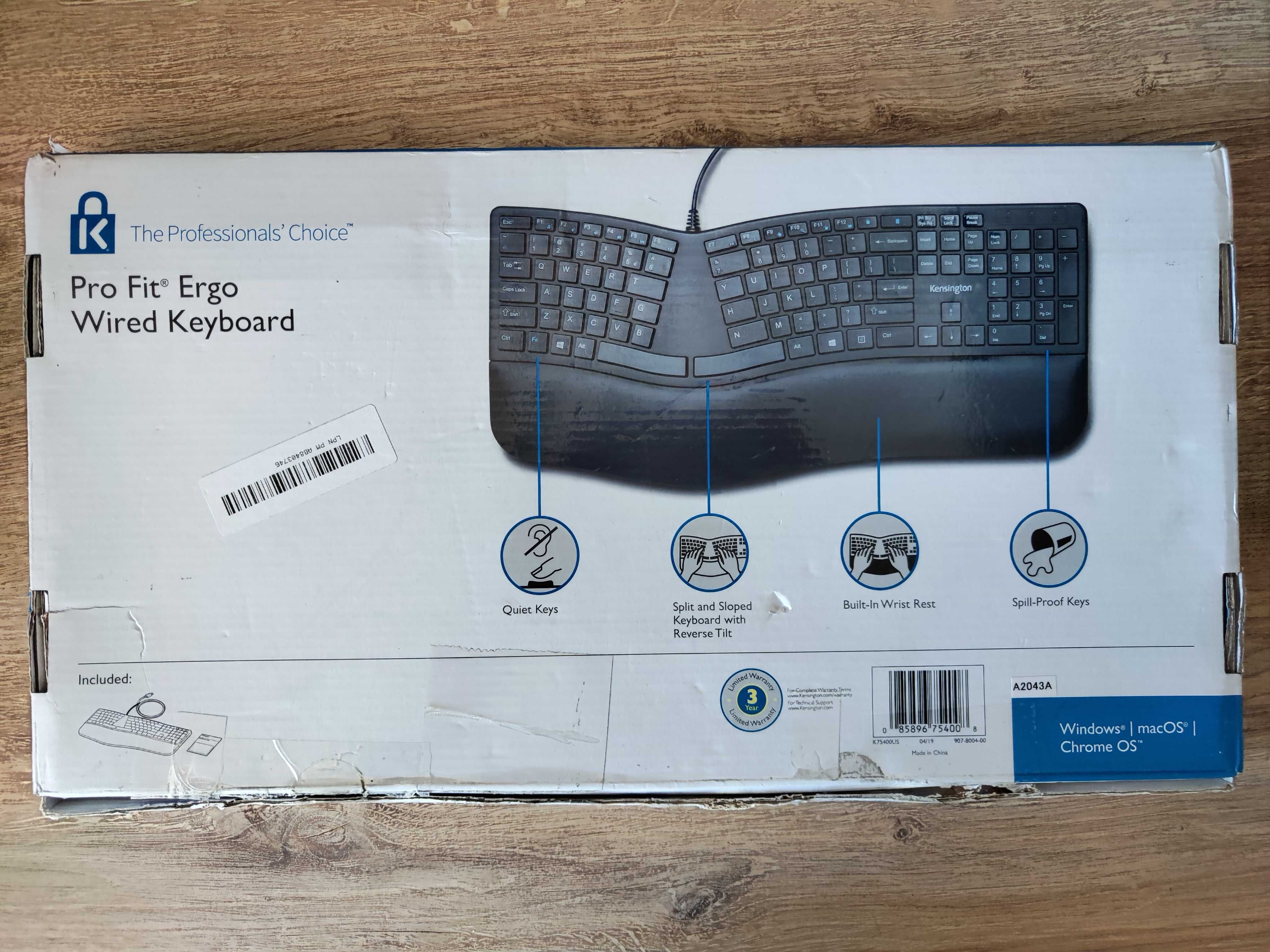 Ергономична клавиатура Kensington Pro Fit Ergo / Cherry KC 4500 ERGO