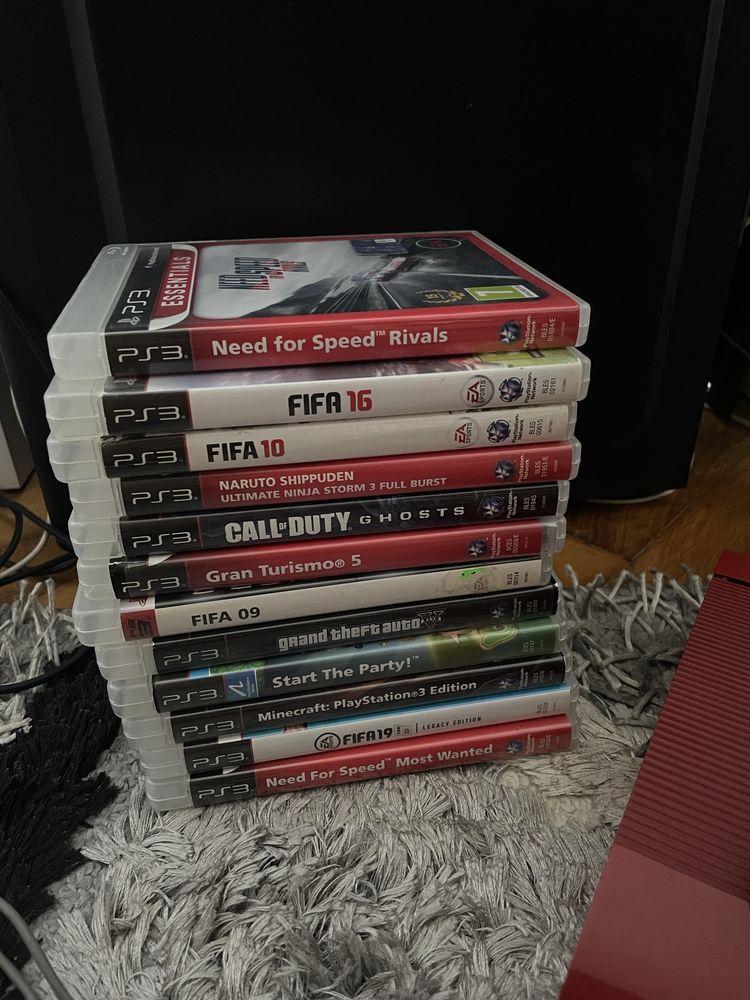 PS3 Super Slim 500GB GARNET RED+controller+microfon usb+12 jocuri