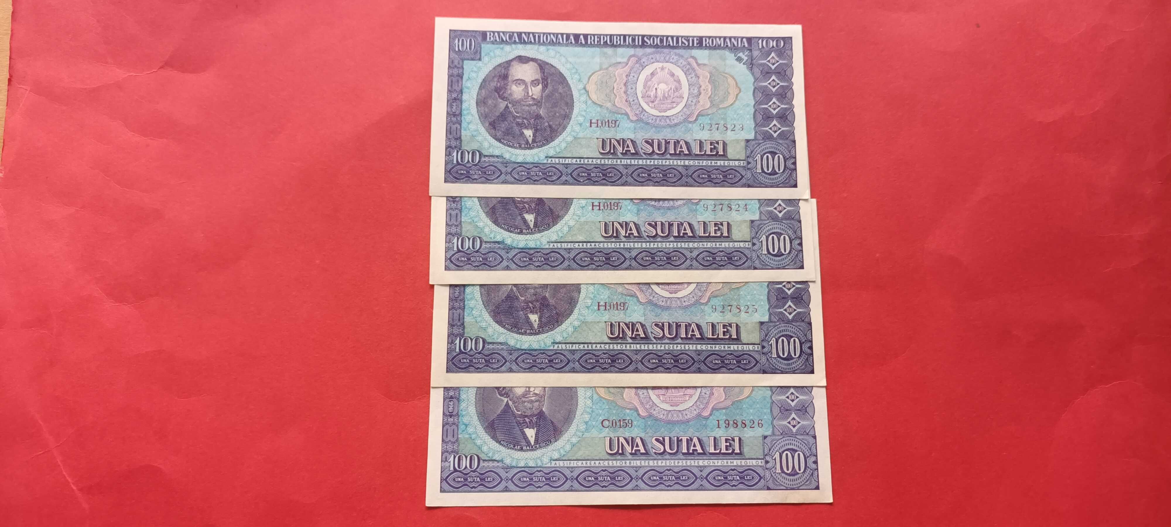 Bancnota 100 lei 1966 4 buc serie consecutiva