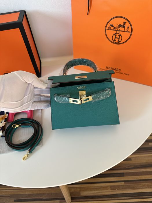 Geanta Hermes Kelly 19cm Turcoaz