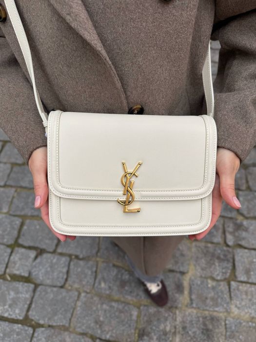 Чанта кожена YSL бяла и черна