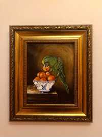 Tablou - Papagal clasic - Pictura in ulei (20x30cm)