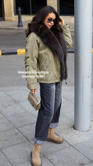 Geaca cu blana naturala de vulpe