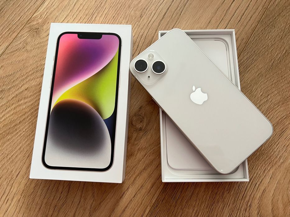 iPhone 14 white 128GB + 10 калъфа