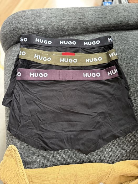 HUGO set 3 boxeri culoare negru cu banda multicolor marimea S noi