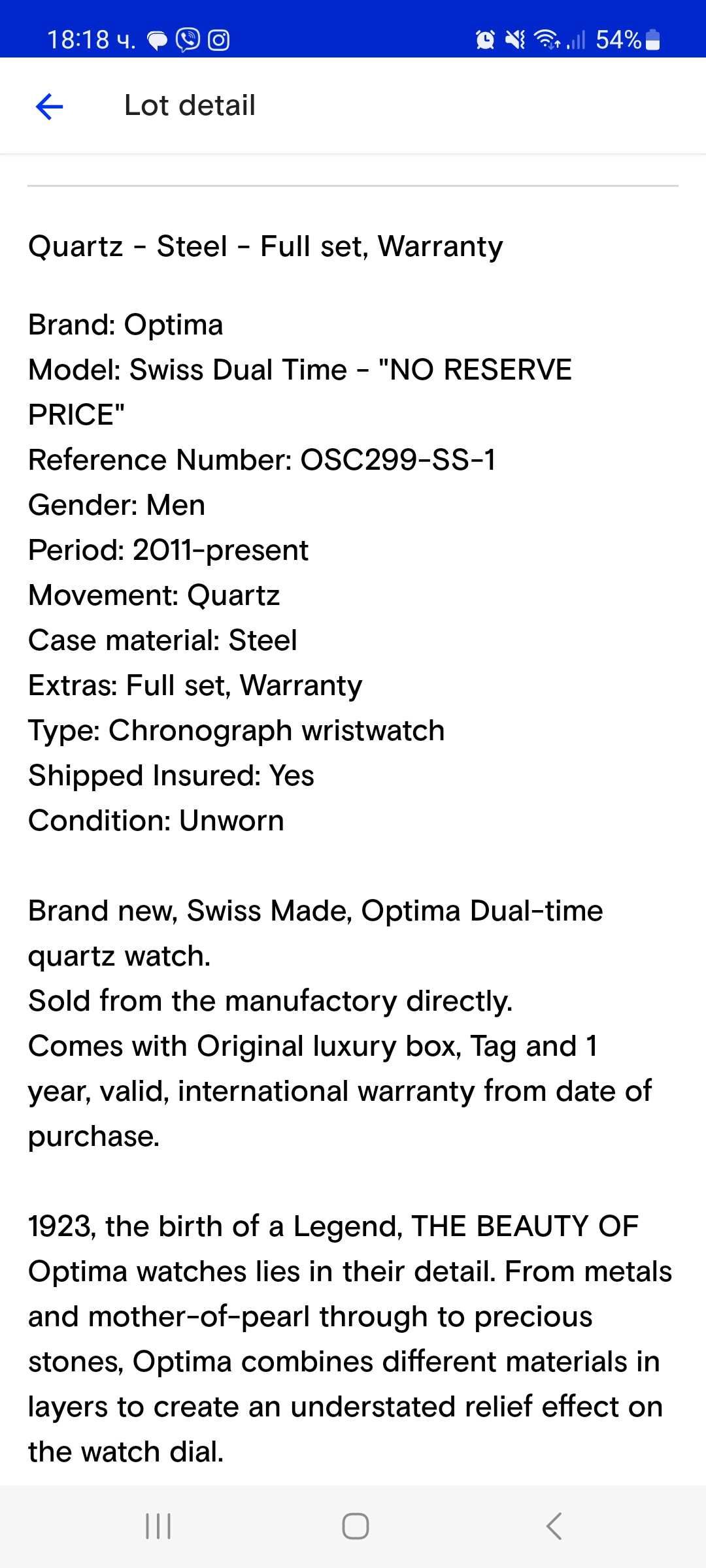 Optima Swiss Dual Time-OSC-299-SS-1