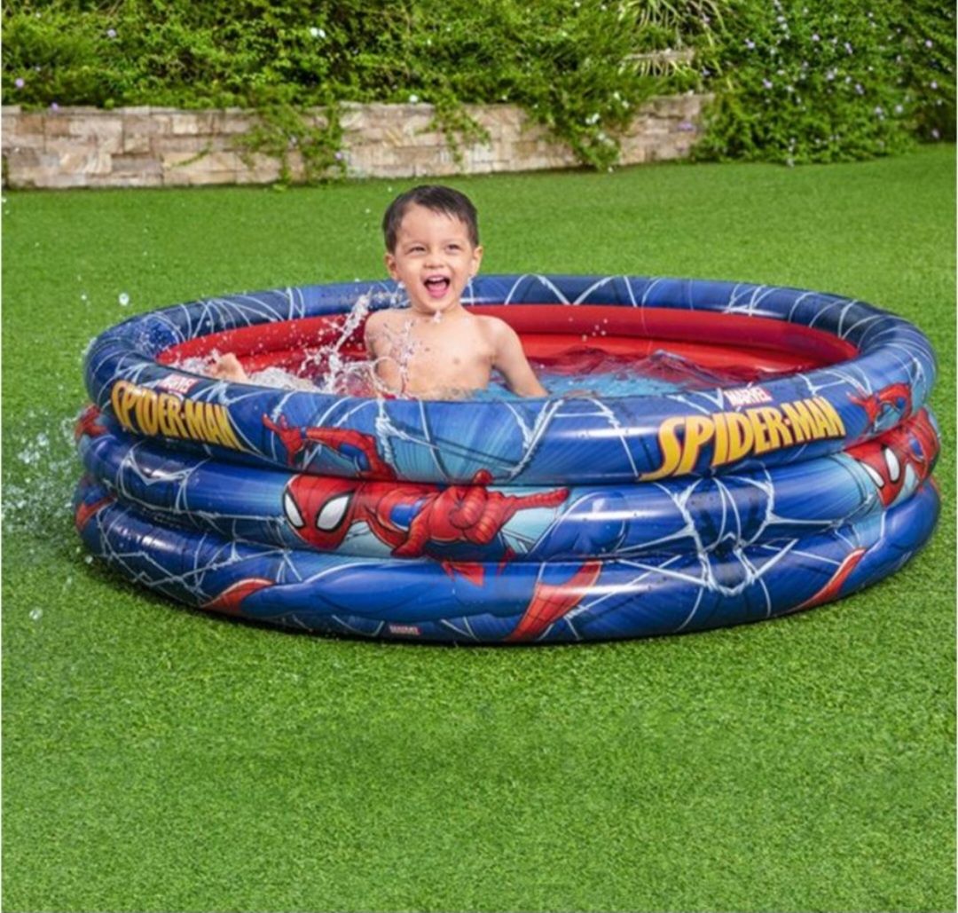 Детски басейн Bestway, Spiderman, 200л, 122х30см, 2+години, Син/Червен