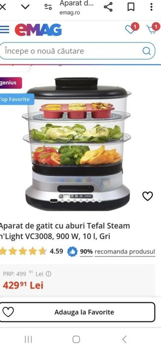 Aparat de gatit cu aburi Tefal