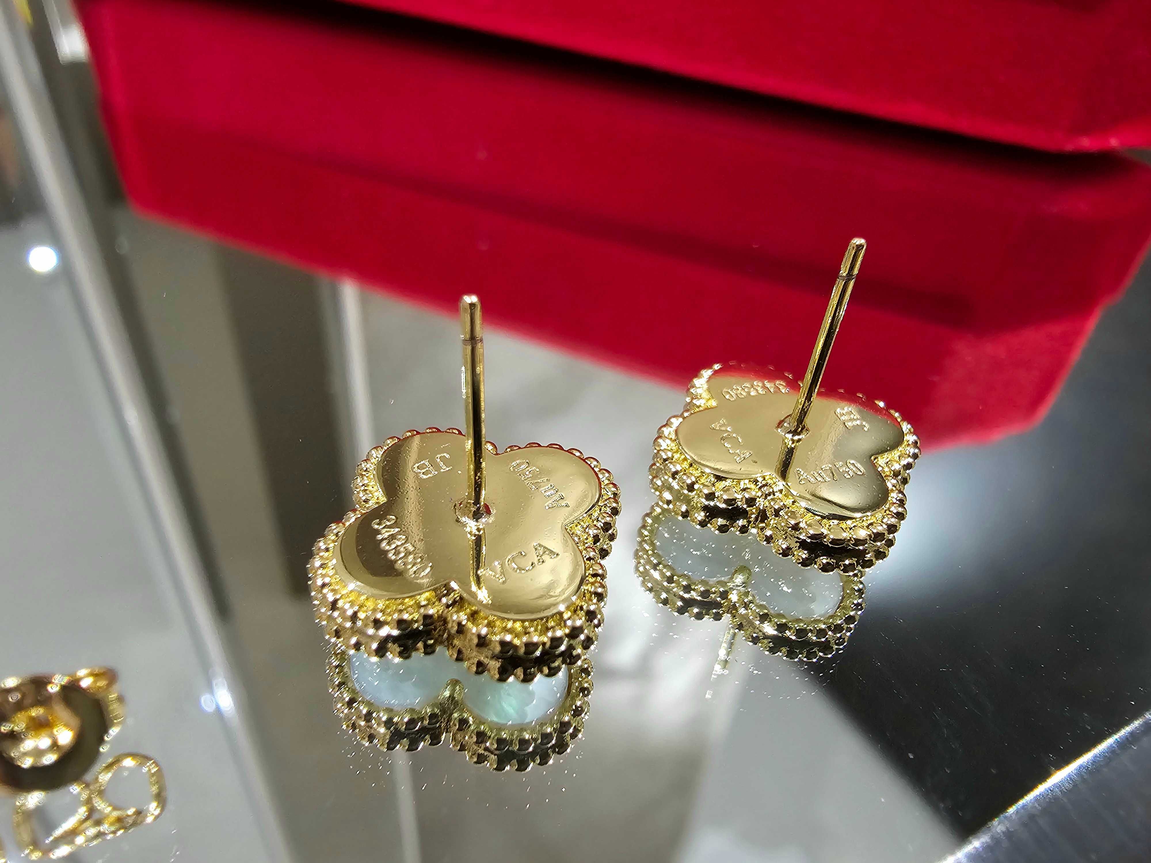 Van Cleef & Arpels VCA Gold Mother Pearl Alhambra Clover Дамски Обеци