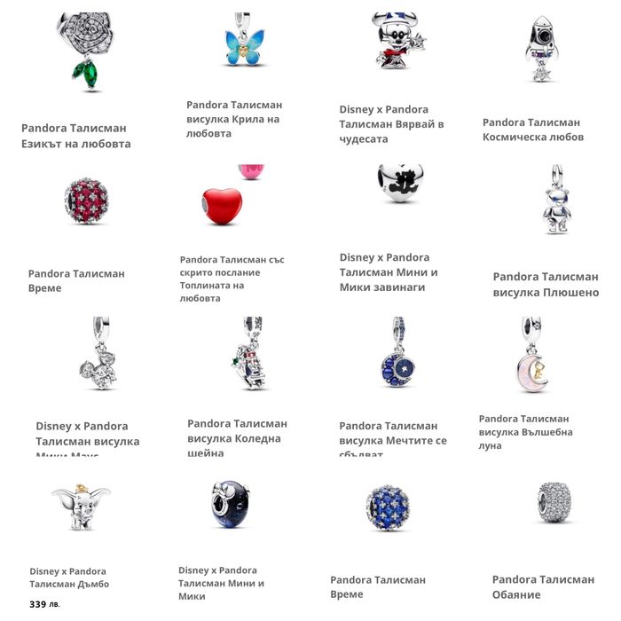 Талисмани Пандора Pandora Нови колекции модели 2025