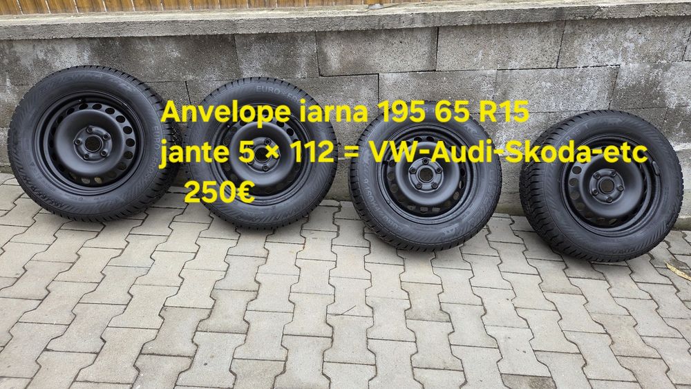 Vand anvelope iarna 195 65 R15 - jante  5×112  VW -Seat -Skoda -Audi
