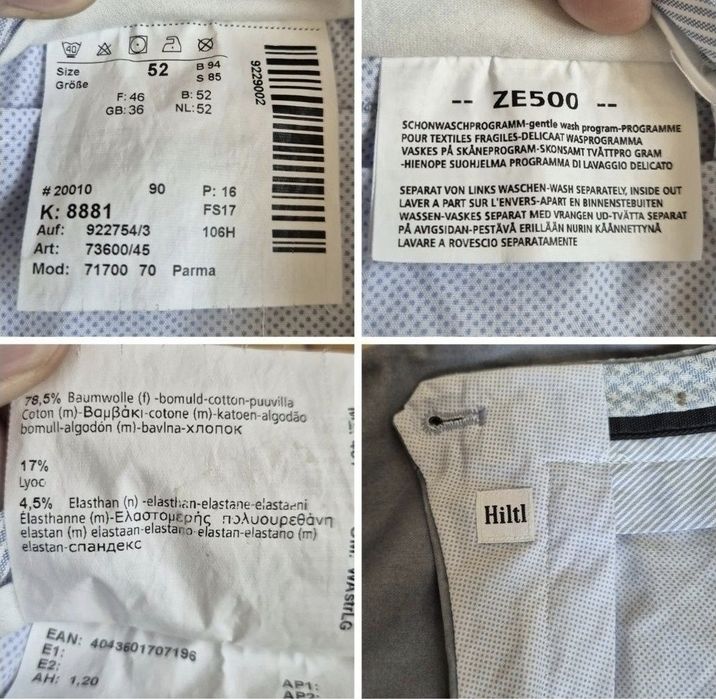 Hiltl - Pantaloni de bărbați, Model: Peaker S Business Chino, Sky - 52