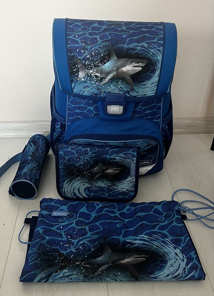 Ученически комплект Herlitz Loop Plus - Blue Shark, 4 части