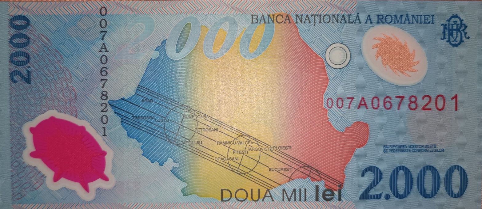 Bancnota 2000 lei cu eclipsa de soare din 1999