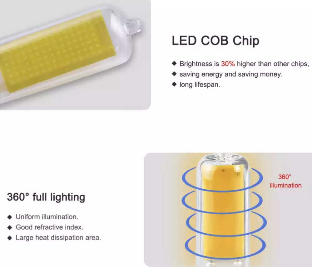 Bec led COB 12W, fasung G9, 220v, DIMMABIL, lumina calda