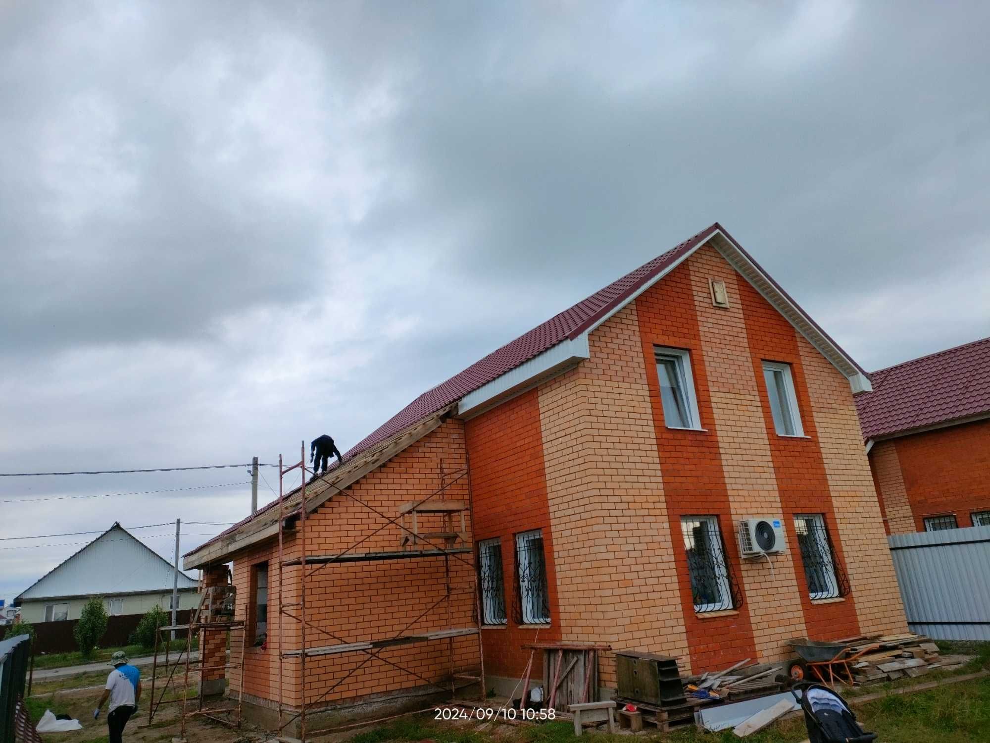 Ремонт крыши, кровля, черепица, профлист, фронтон, конёк, бригада