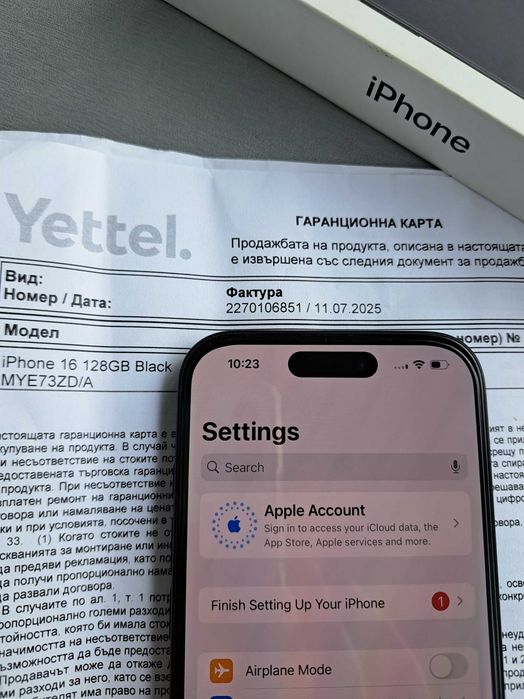IPhone 16 Black 128GB Нов- 100% Батерия