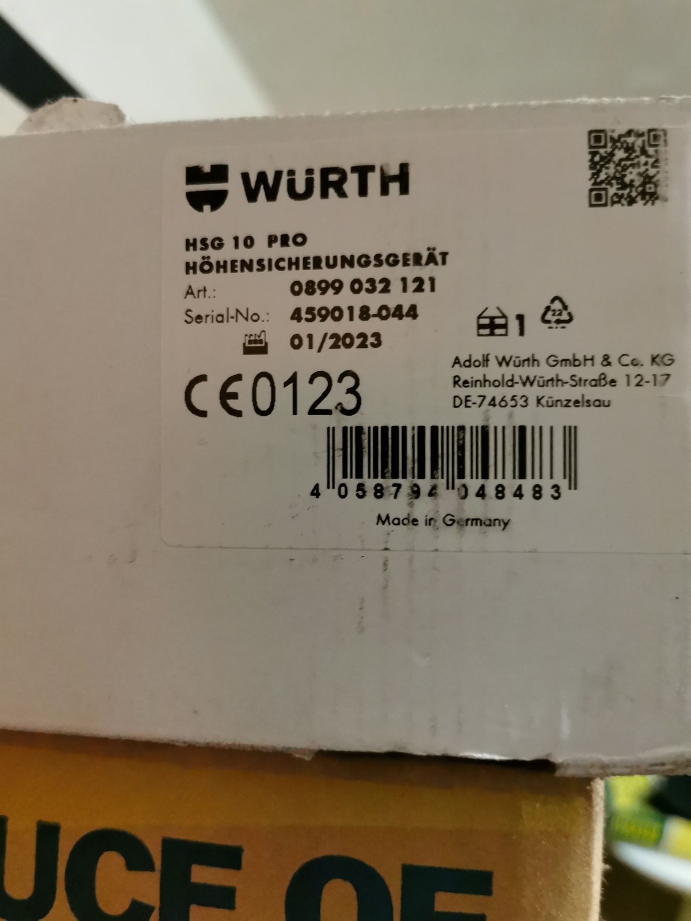 Würth hsg 10 pro, прибиращ се ограничител срещу падане