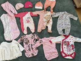 Лот от дрехи 56 за новородено момиче с дълъг ръкав