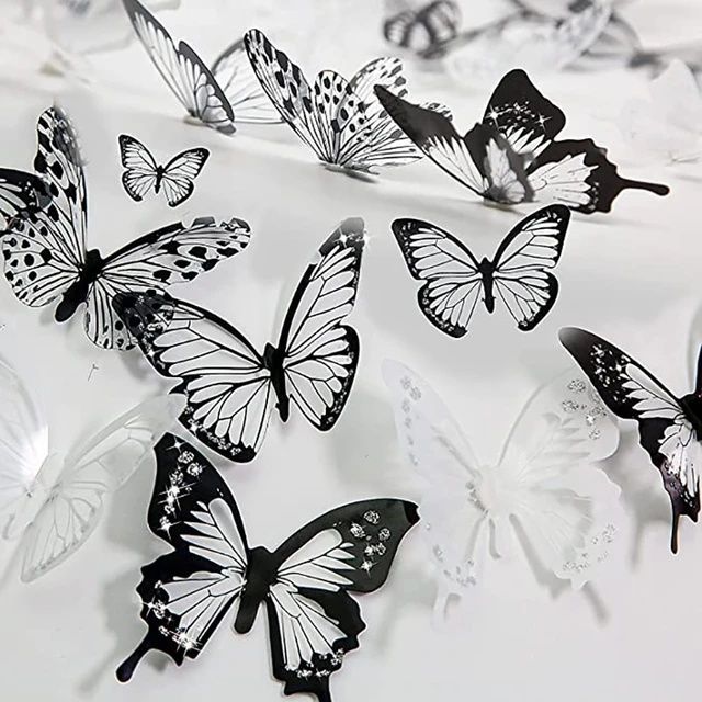 Set 18 stickere decorative Fluturi 3D. Waterproof, anti-zgârieturi