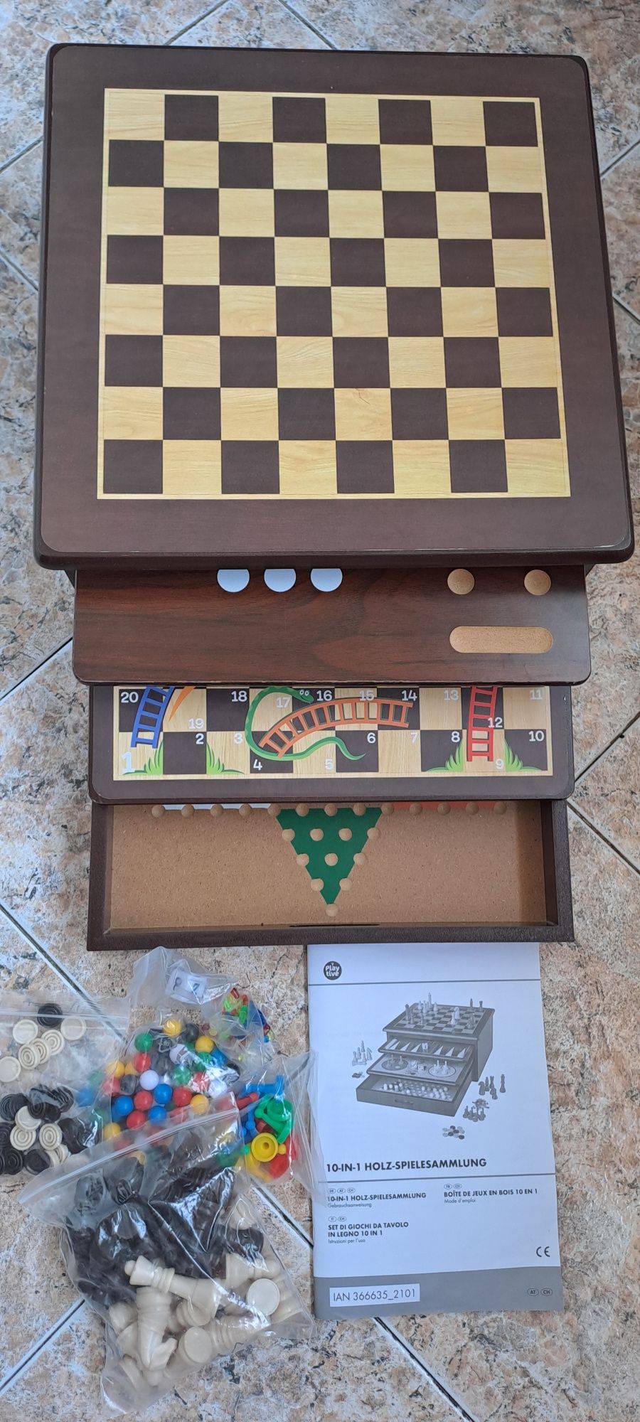 Дървен комплект игри 10 в 1