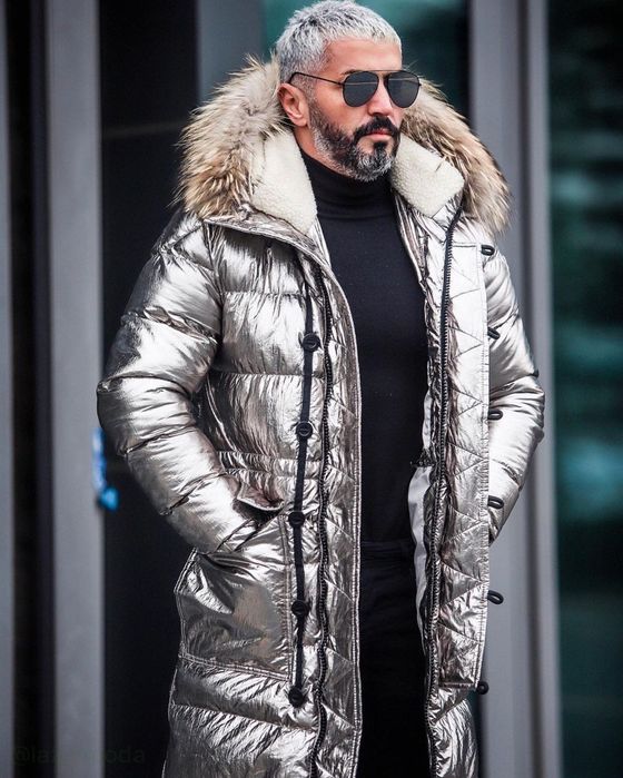 Vând geacă de iarnă argintiu lucios Mon Expert Denim  mărimea L nouă.