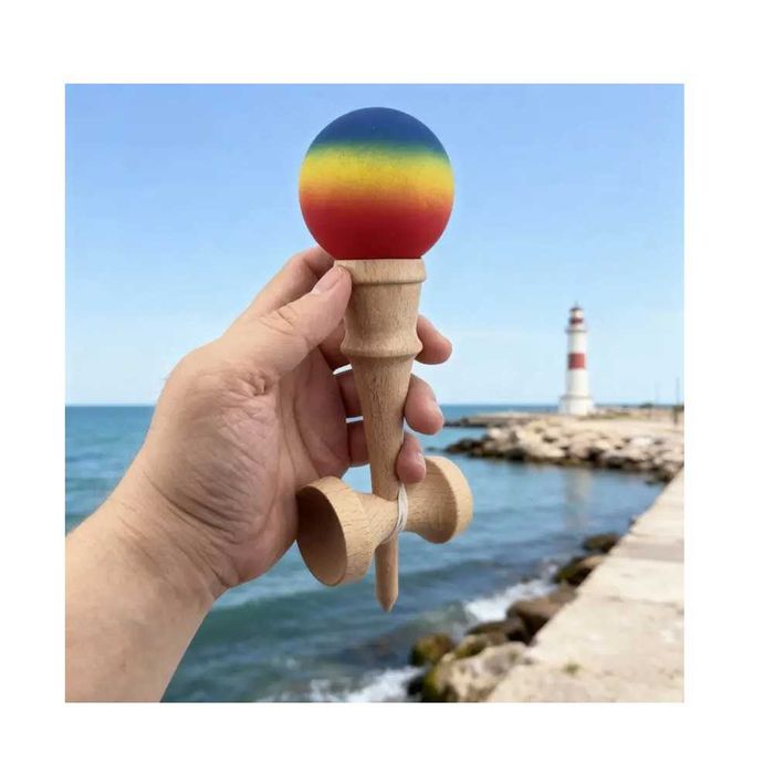 Set 2 Kendama lemn de fag 18cm Rainbow Gradient & Blue-Purple Gradient