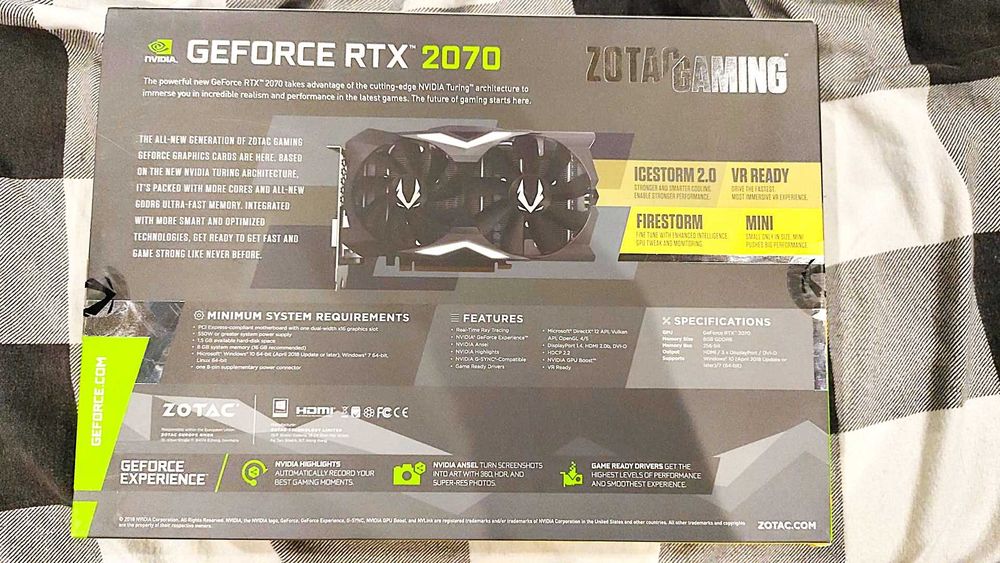 Placa Video RTX 2070 Zotac 8gb 256Bit GDDR6 Full Box Nvidia