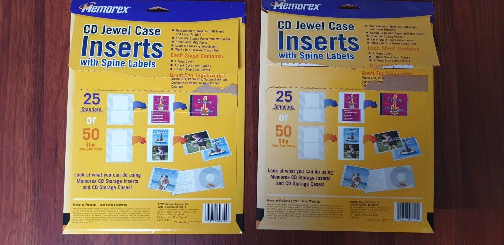 Memorex CD jewel case inserts