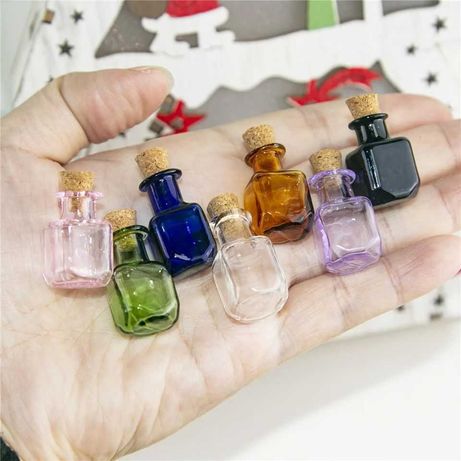 Стеклянные разноцветные бутыльки 3мл с пробками  Набор