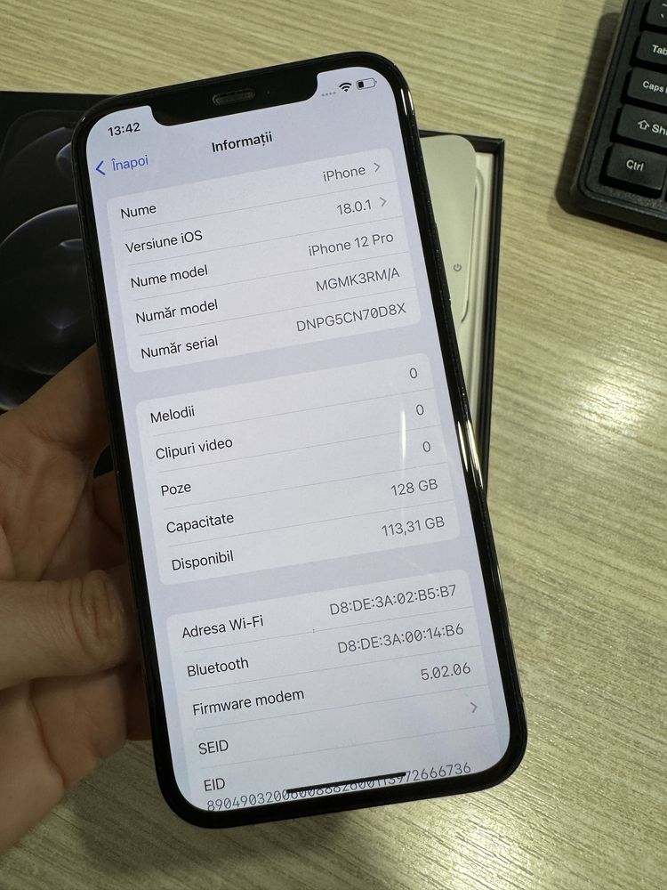 iPhone 12 Pro 5G, 128GB, Graphite, Impecabil/CA NOU!!!