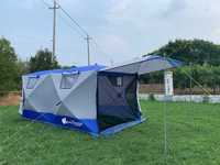Палатка лето/зима куб двойной 3-слойный  (4*2 м) + мобильная баня!
