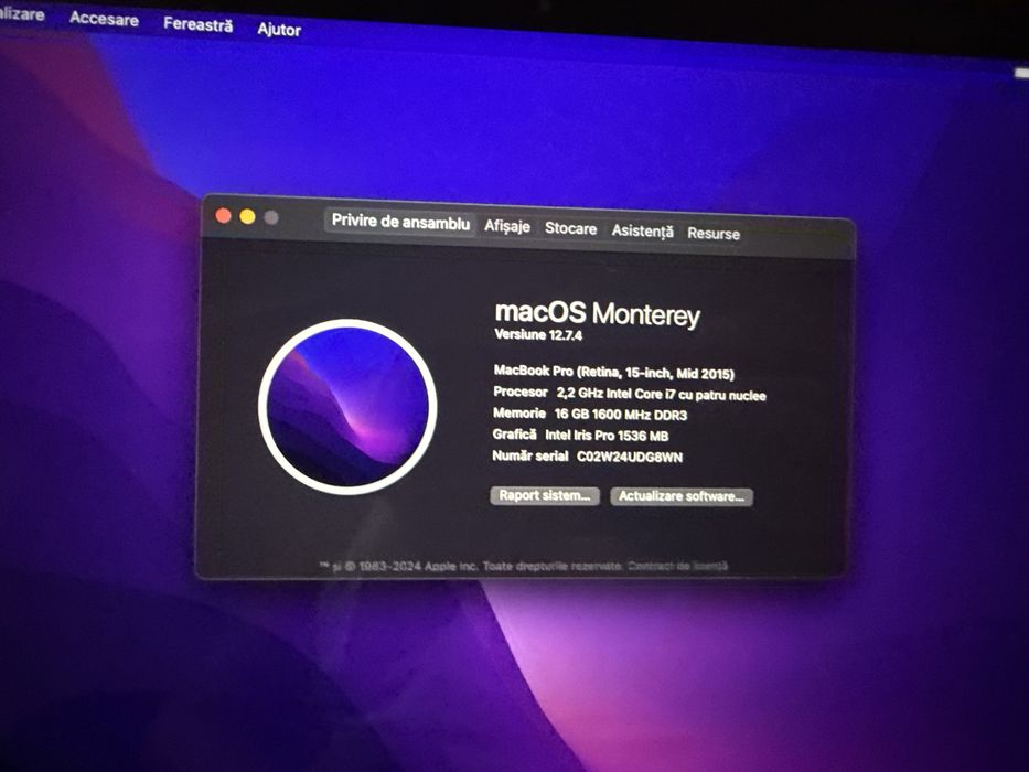 Laptop Apple Macbook Pro 15’ Retina Display i7 16gb ssd 2015