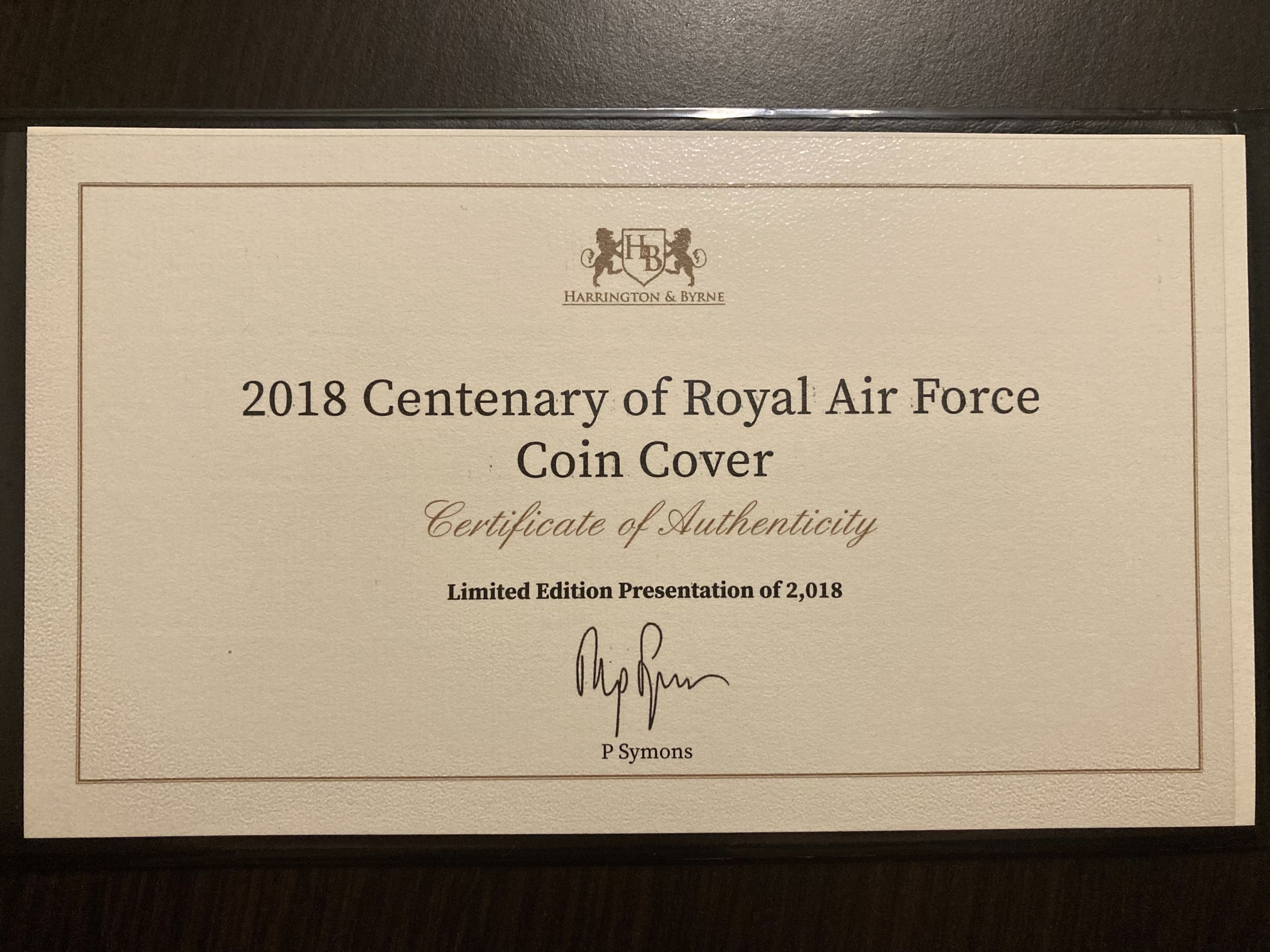 Moneda argint aniversara 2018 Centenary of Royal Air Force Coin Cover