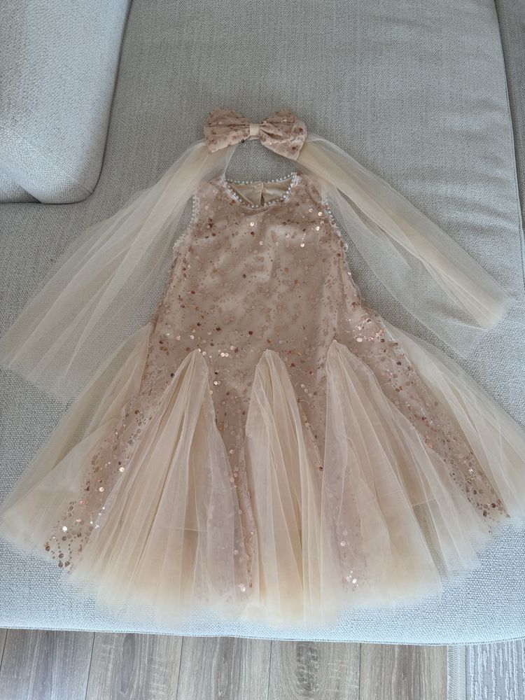 Rochie cu tulle si paiete fetițe (funda inclusa)