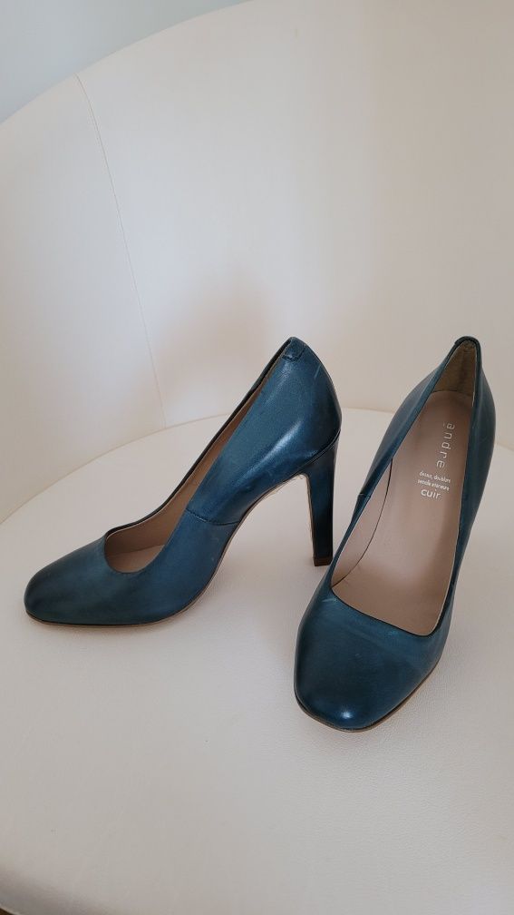 Pantofi piele albastra marime 36